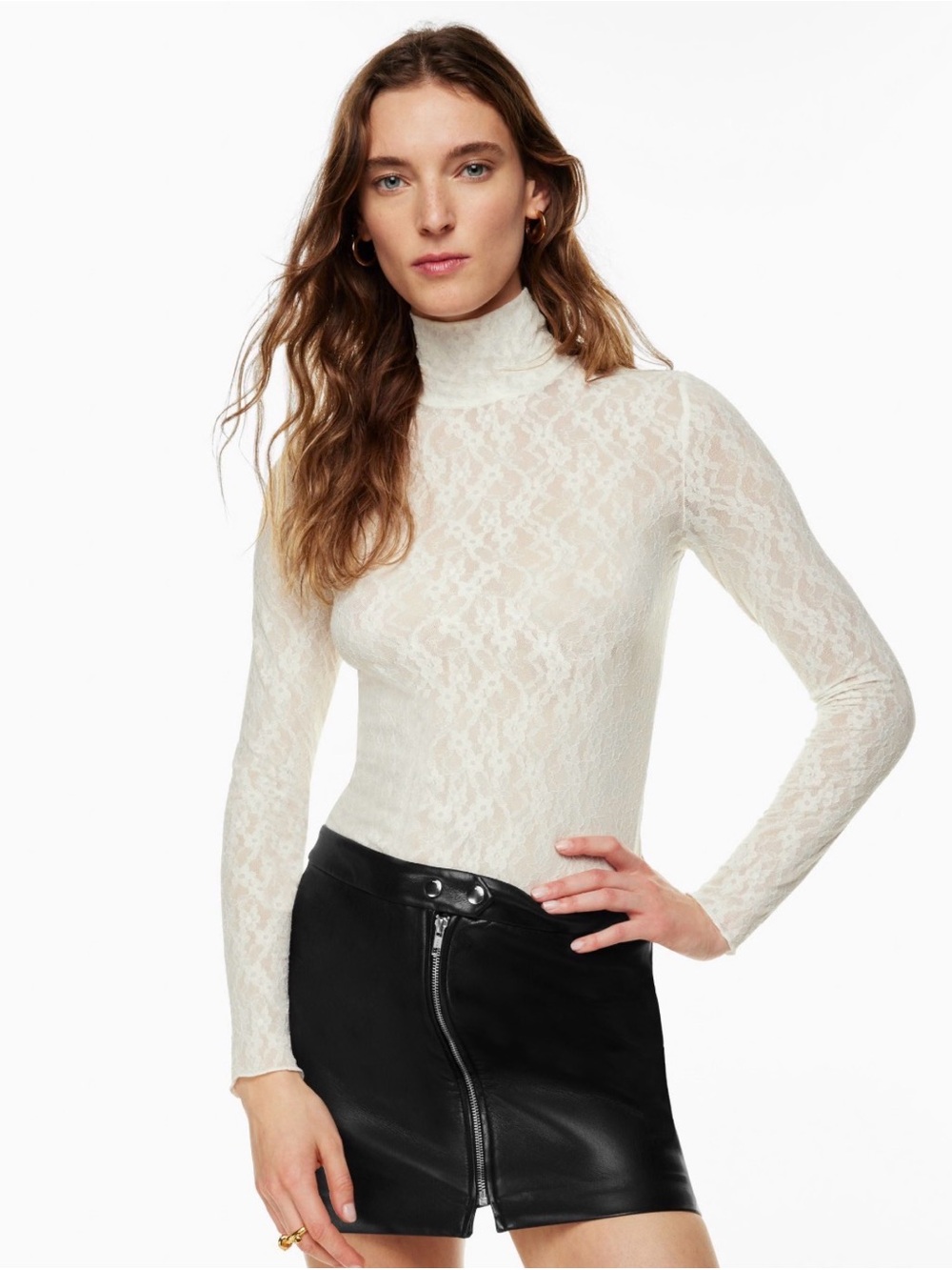 Wilfred Only Hip Lace Mock Neck Top